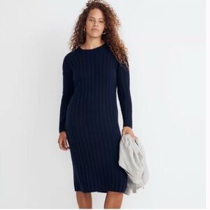 Madewell Navy Long Sleeve Ribbed Dress